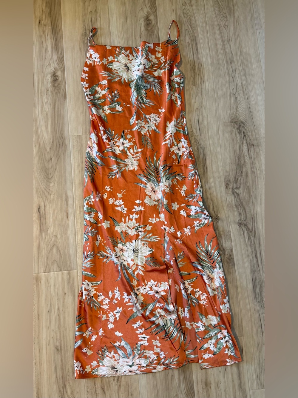 Orange Floral Slip Maxi Dress